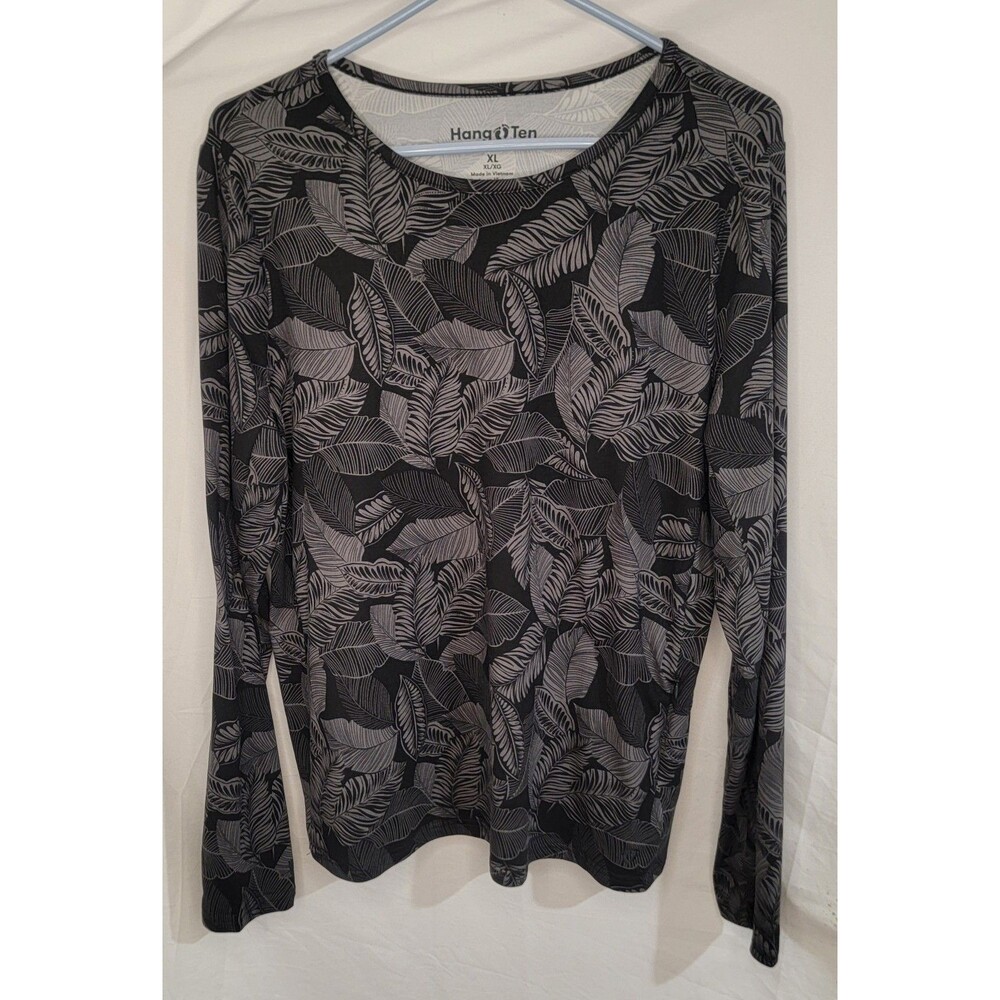Hang Ten Womens XL Black Gray UV 50+ Sun Protection Long Sleeve T-Shirt